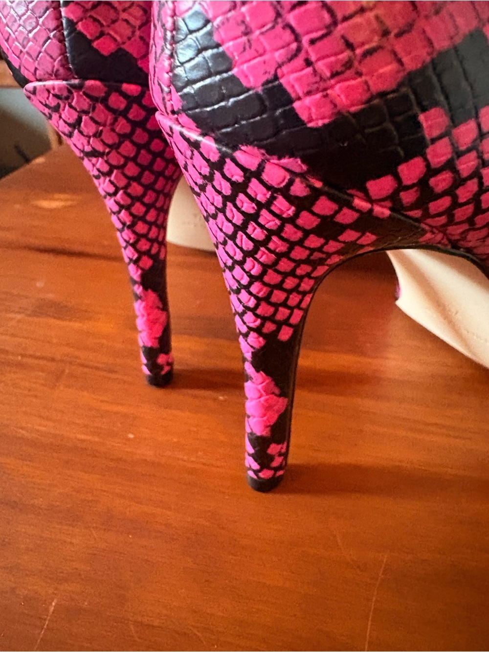 Nine West Tatiana Pump Pink Snake-Print Pointed Toe High Heels - Picture 10 of 11